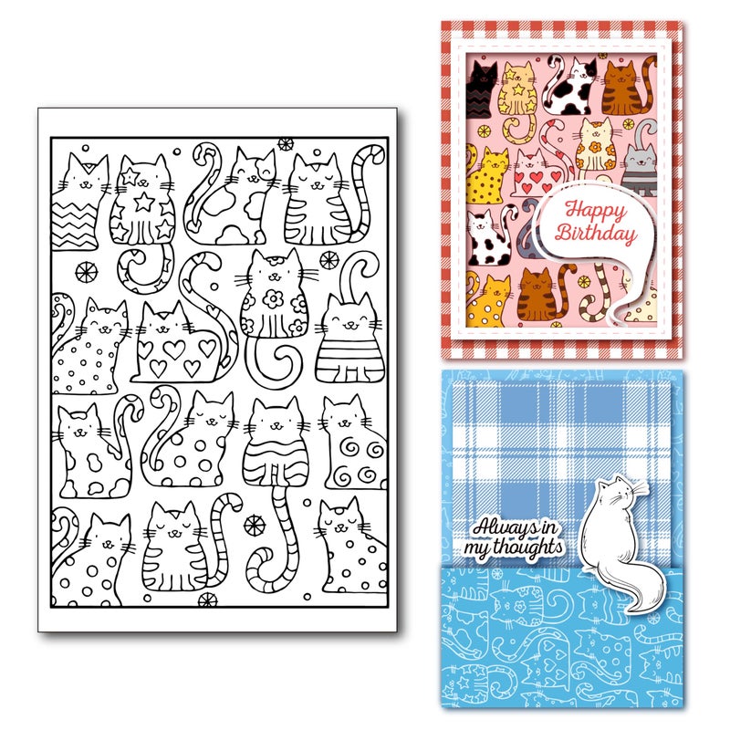 Arrietty Cats Background Clear Stamps for Cards Making Decoration Clear Stamps and DIY Scrapbooking Crafting - Image 1